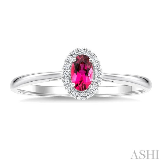 Oval Shape Gemstone & Halo Diamond Ring