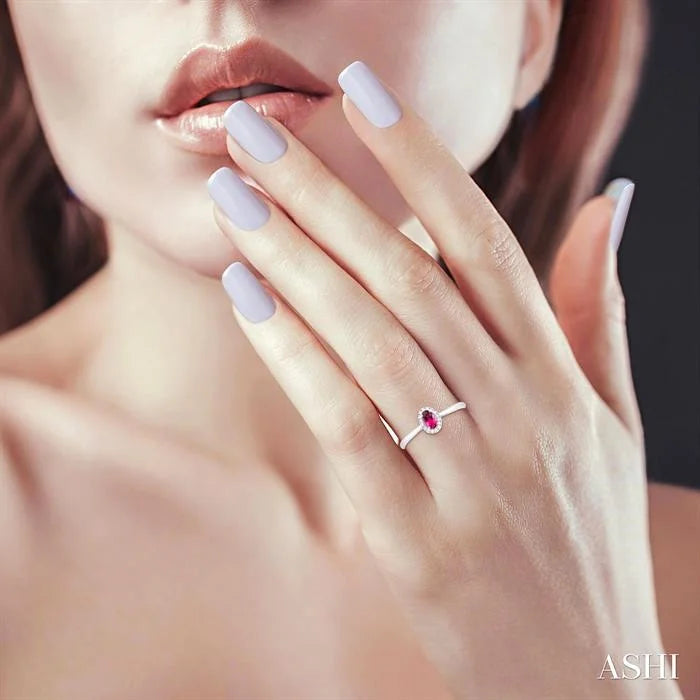 Oval Shape Gemstone & Halo Diamond Ring