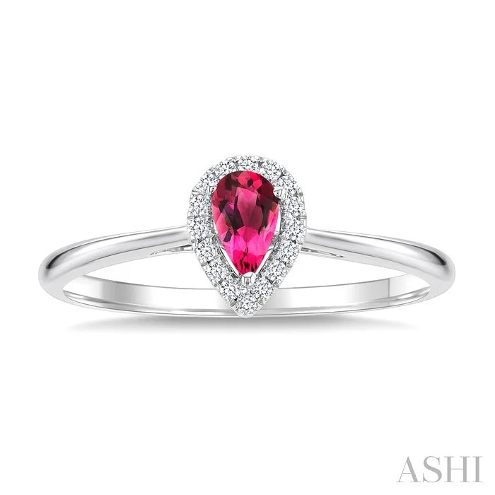 Pear Shape Gemstone & Halo Diamond Ring