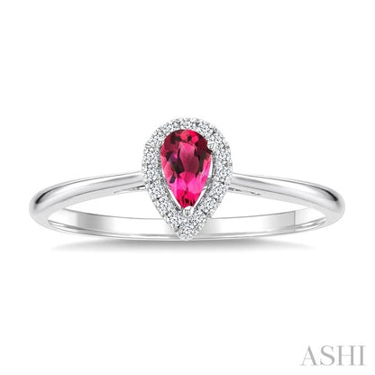 Pear Shape Gemstone & Halo Diamond Ring