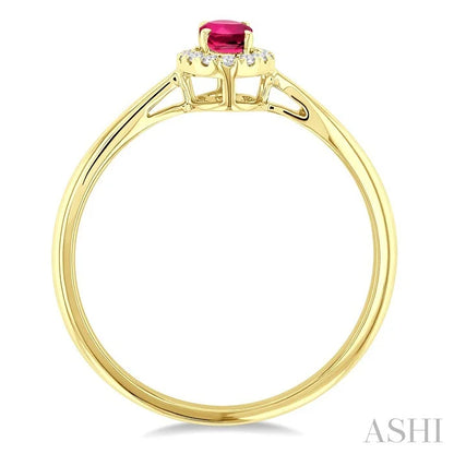 Oval Shape Gemstone & Halo Diamond Ring