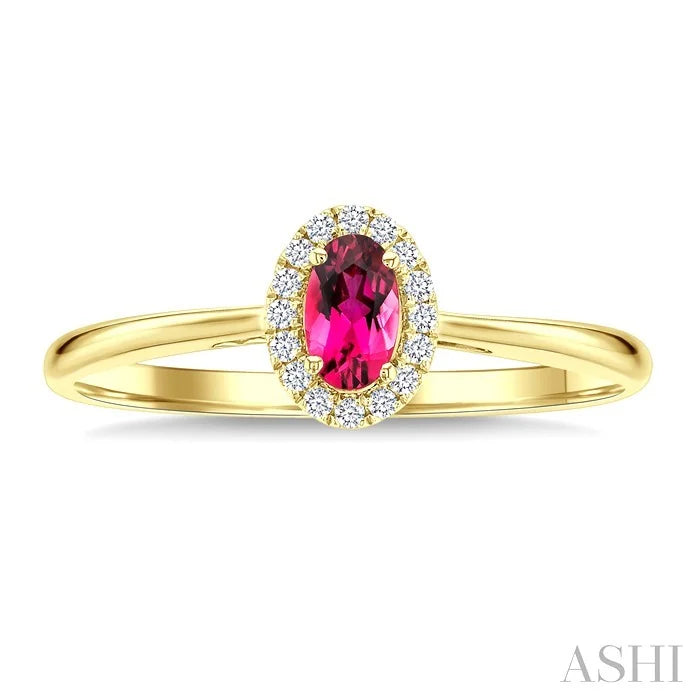 Oval Shape Gemstone & Halo Diamond Ring