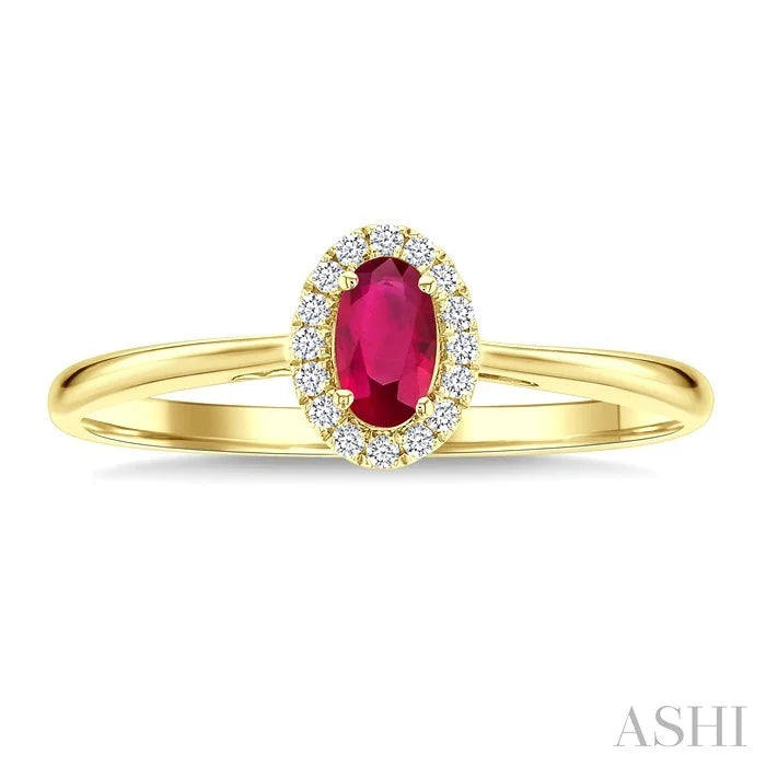 Oval Shape Gemstone & Halo Diamond Ring