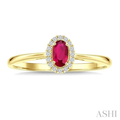 Oval Shape Gemstone & Halo Diamond Ring