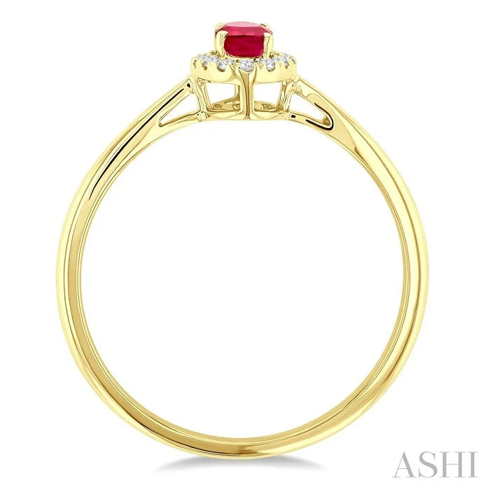 Oval Shape Gemstone & Halo Diamond Ring
