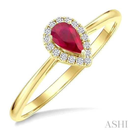 Pear Shape Gemstone & Halo Diamond Ring