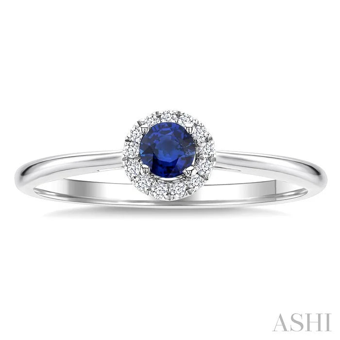 Round Shape Gemstone & Halo Diamond Ring