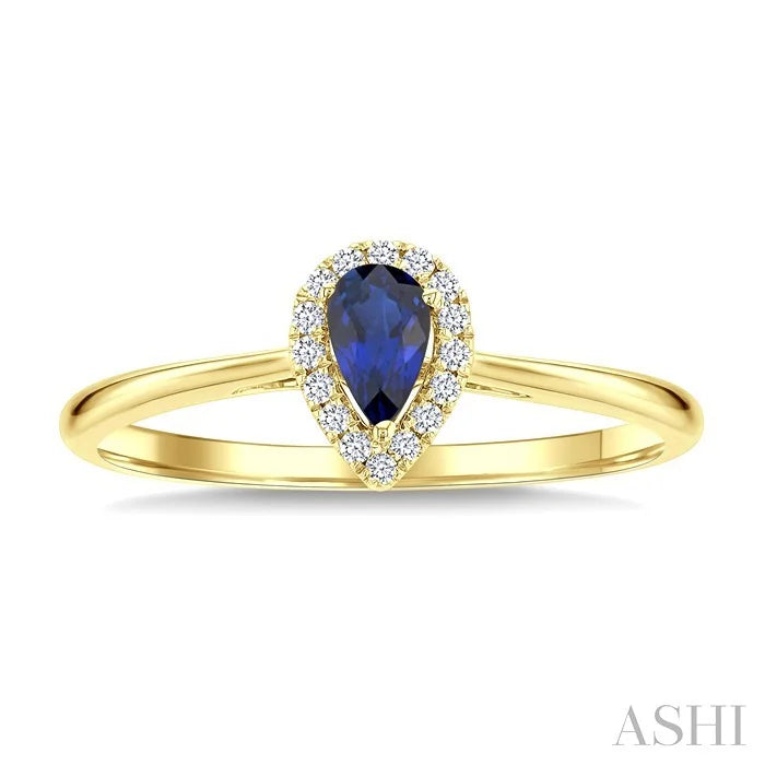 Pear Shape Gemstone & Halo Diamond Ring