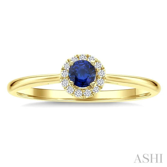 Round Shape Gemstone & Halo Diamond Ring