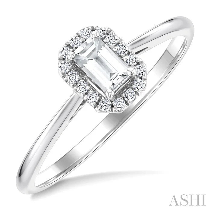 Emerald Shape Gemstone & Halo Diamond Ring