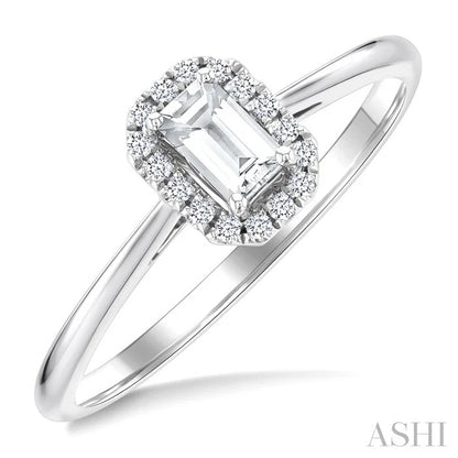 Emerald Shape Gemstone & Halo Diamond Ring