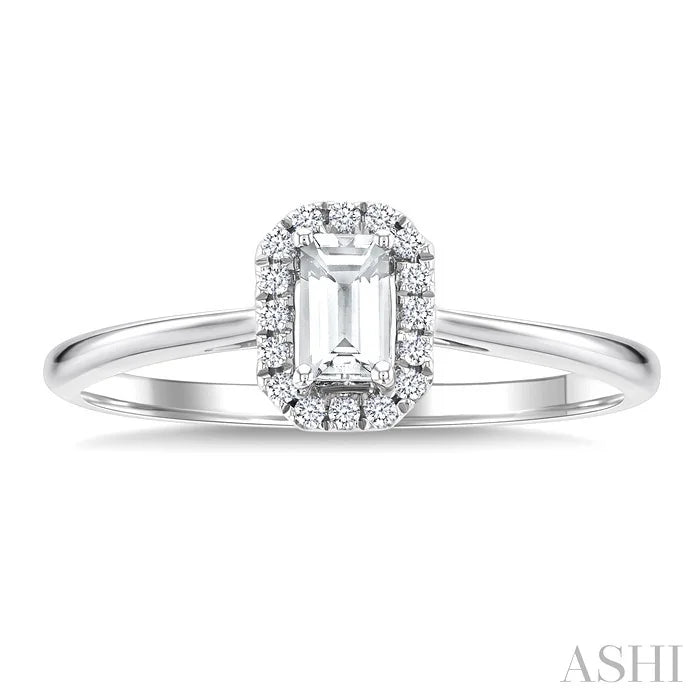 Emerald Shape Gemstone & Halo Diamond Ring