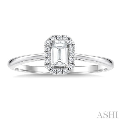 Emerald Shape Gemstone & Halo Diamond Ring