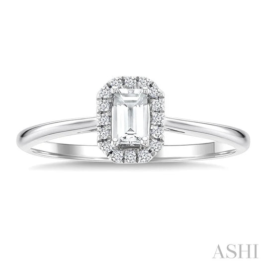 Emerald Shape Gemstone & Halo Diamond Ring