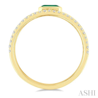 Emerald Shape East-West Gemstone & Diamond Ring
