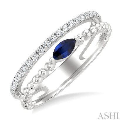 Bead Marquise Shape East-West Gemstone & Diamond Ring
