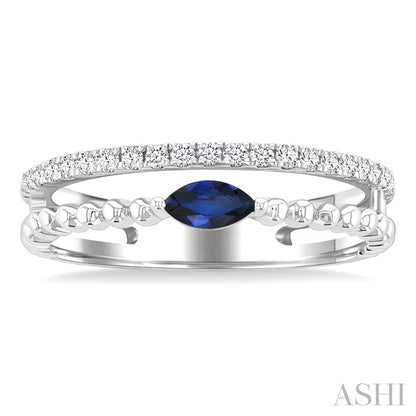 Bead Marquise Shape East-West Gemstone & Diamond Ring