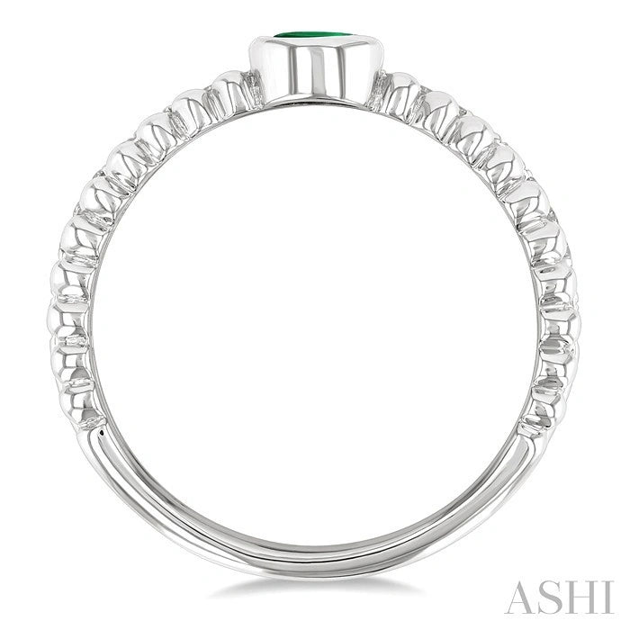 Bead Oval Shape East-West Gemstone & Diamond Ring