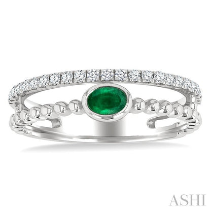 Bead Oval Shape East-West Gemstone & Diamond Ring