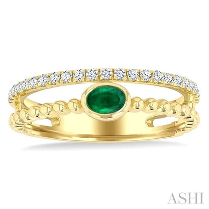 Bead Oval Shape East-West Gemstone & Diamond Ring