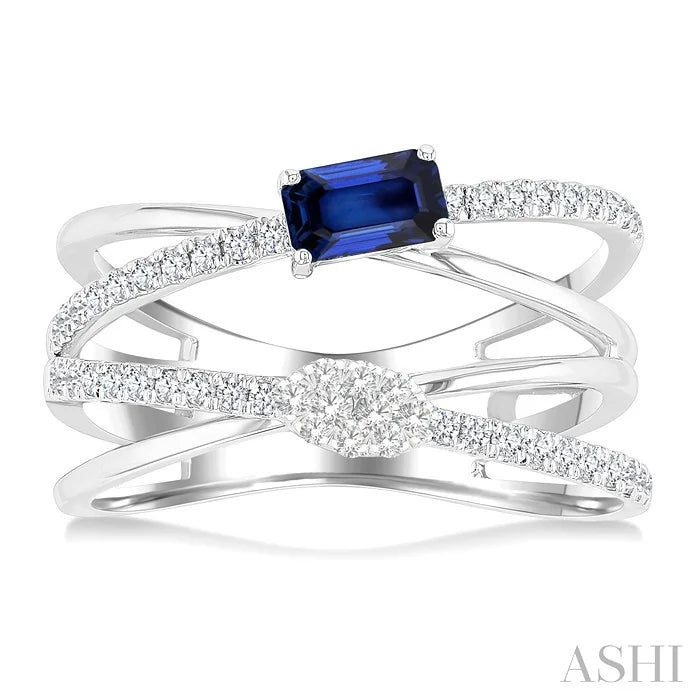 Criss Cross Gemstone & Lovebright Diamond Fashion Ring