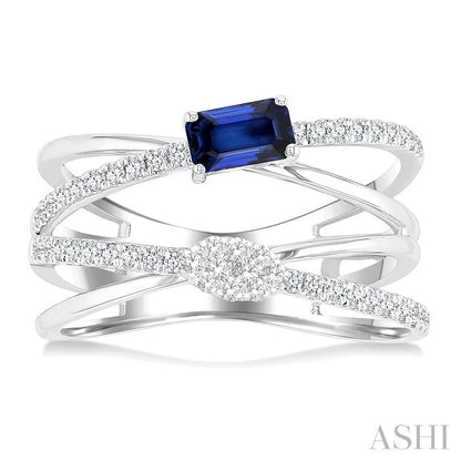 Criss Cross Gemstone & Lovebright Diamond Fashion Ring