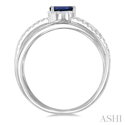 Criss Cross Gemstone & Lovebright Diamond Fashion Ring