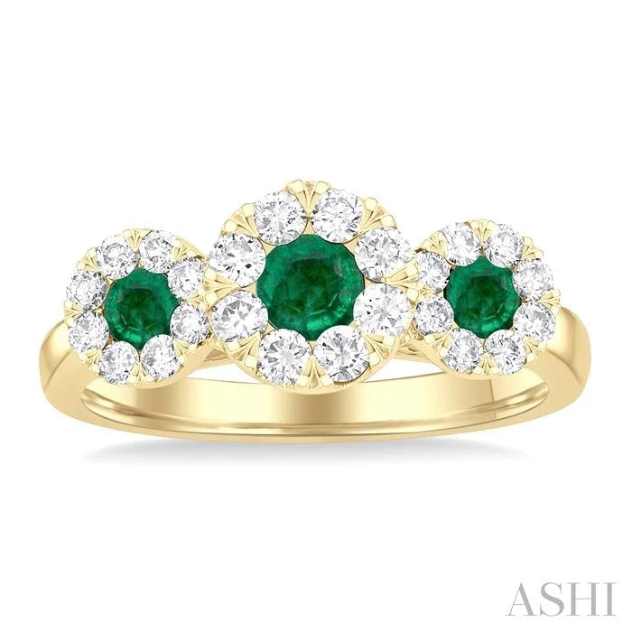 Round Shape Past Present & Future Lovebright Gemstone & Diamond Ring
