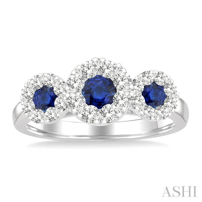Round Shape Past Present & Future Lovebright Gemstone & Diamond Ring