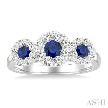 Round Shape Past Present & Future Lovebright Gemstone & Diamond Ring
