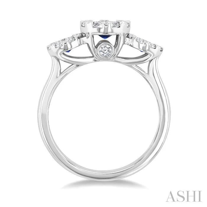 Round Shape Past Present & Future Lovebright Gemstone & Diamond Ring