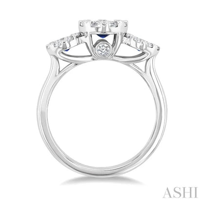 Round Shape Past Present & Future Lovebright Gemstone & Diamond Ring