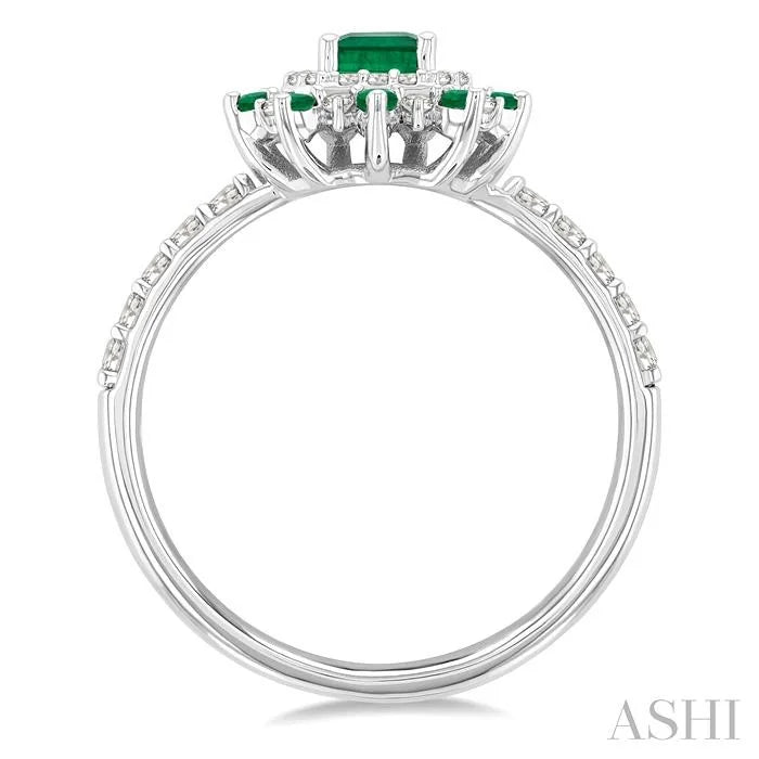 Emerald Shape Gemstone & Halo Diamond Ring