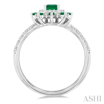 Emerald Shape Gemstone & Halo Diamond Ring