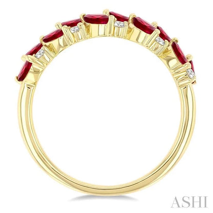 Marquise Shape Gemstone & Diamond Band