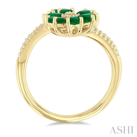Blossom Pear Shape Gemstone & Diamond Fashion Open Ring