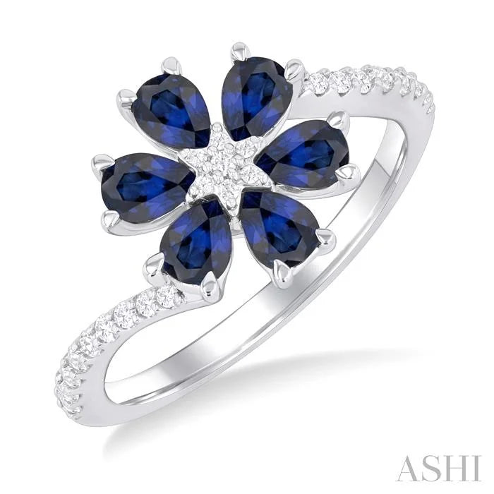 Blossom Pear Shape Gemstone & Diamond Ring
