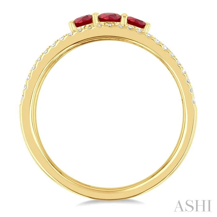 Round Shape Past Present & Future Gemstone & Diamond Layered Fashion Ring