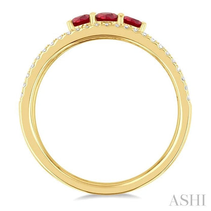 Round Shape Past Present & Future Gemstone & Diamond Layered Fashion Ring