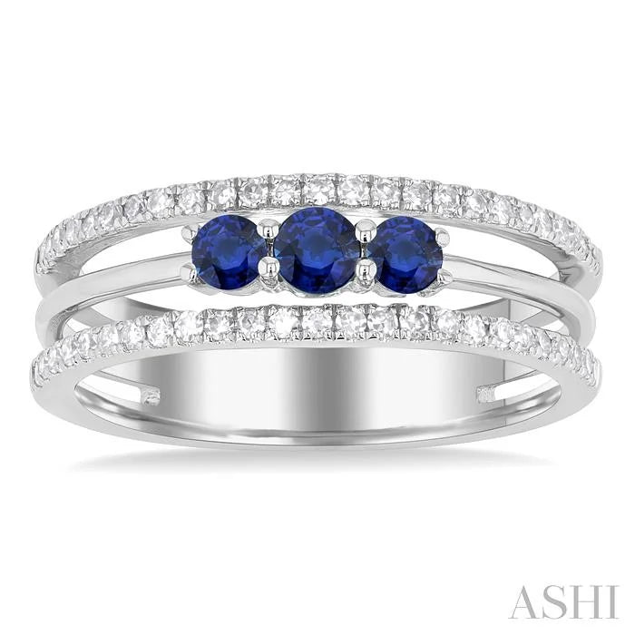 Round Shape Past Present & Future Gemstone & Diamond Layered Fashion Ring