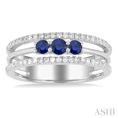 Round Shape Past Present & Future Gemstone & Diamond Layered Fashion Ring