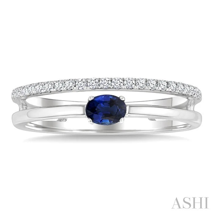 Oval Shape East-West Gemstone & Diamond Ring