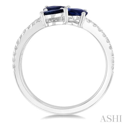 Pear Shape 3 Stone East-West Gemstone & Diamond Open Ring