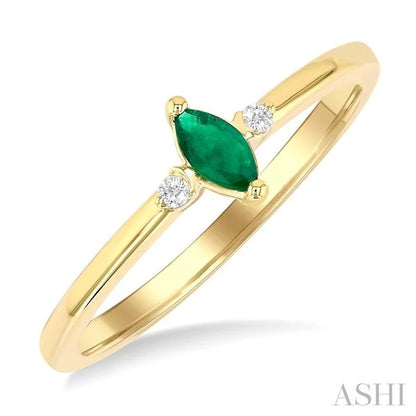 Marquise Shape Gemstone & Petite Diamond Fashion Ring