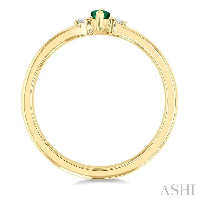 Marquise Shape Gemstone & Petite Diamond Fashion Ring