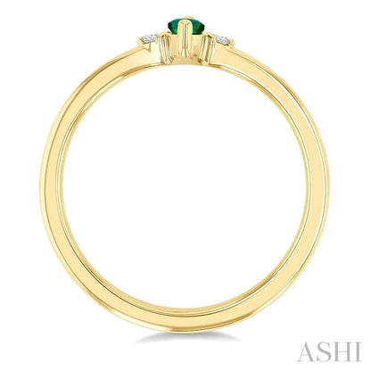 Marquise Shape Gemstone & Petite Diamond Fashion Ring