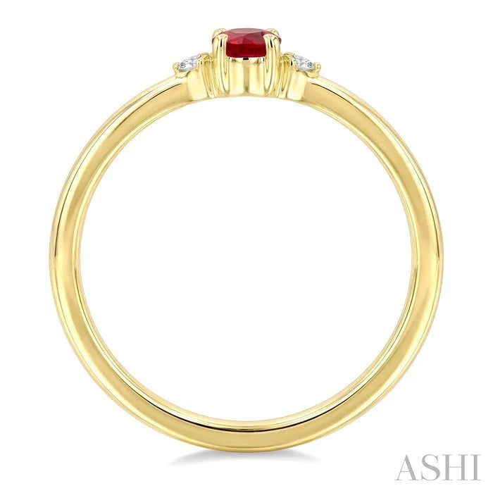 Round Shape Gemstone & Petite Diamond Fashion Ring