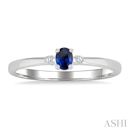 Oval Shape Gemstone & Petite Diamond Fashion Ring