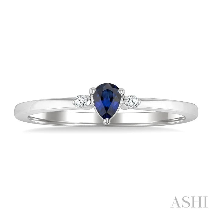 Pear Shape Gemstone & Petite Diamond Fashion Ring