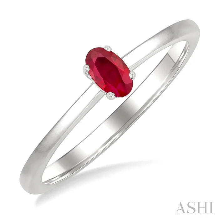 Oval Shape Gemstone Solitaire Ring
